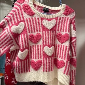 Pink and Cream Heart Sweater
